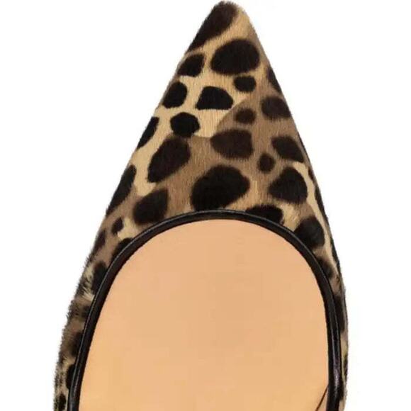 Christian Louboutin So Kate 120 Pony Fur Leopard Black Brown Heel Pump 37.5 - Picture 6 of 12